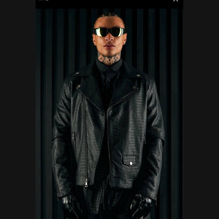 Gotta Run Faux Crocodile Leather Moto Jacket | Black