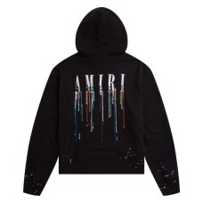 Amiri Embroidered Paint-Drip Hoodie "Black"