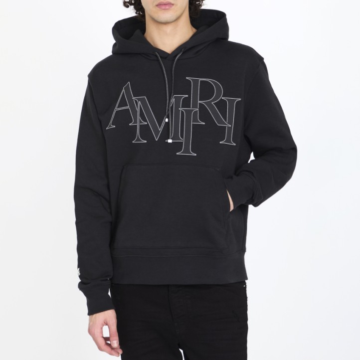 Amiri Staggered Logo Hoodie | Black