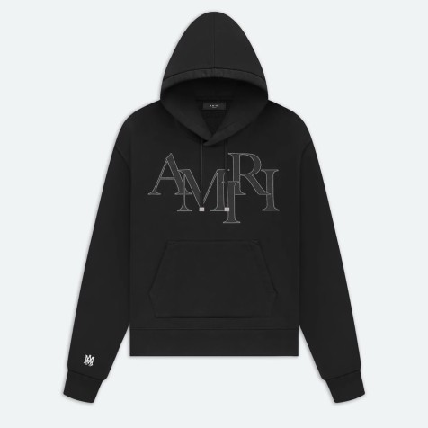 Amiri Staggered Logo Hoodie | Black