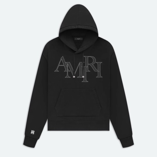 Amiri Staggered Logo Hoodie | Black