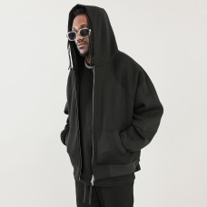 Black Icon Oversized Zip Hoodie | Black