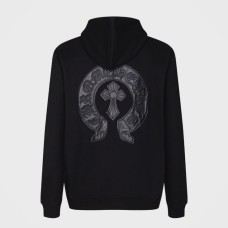 Chrome Hearts Leather Logo Zip Hoodie | Black