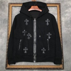 Chrome Hearts Patent Leather Cross Zip Hoodie | Black