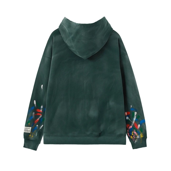 Gallery Dept. Center Logo Paint Splatter Hoodie "Forest Green"