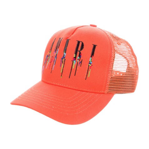 Amiri Paint Drip Trucker Cap "Electro Orange"