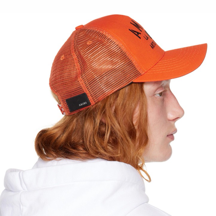 Amiri Paint Drip Trucker Cap "Electro Orange"