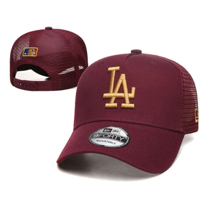 New Era LA Los Angeles Trucker Cap "Burgundy/Gold"