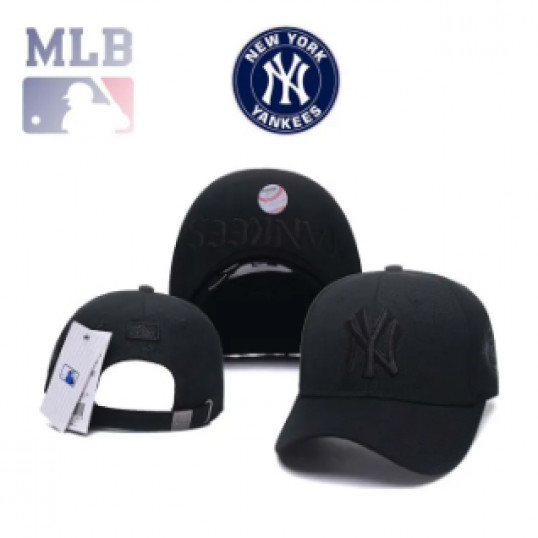 New York Yankees Visor Embroidered NY Cap | Triple Black