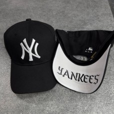 New York Yankees Visor Embroidered NY Cap | Black/White