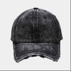 Tie-Dyed Washed Ripped Cap | Black