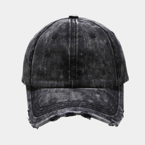 Tie-Dyed Washed Ripped Cap | Black