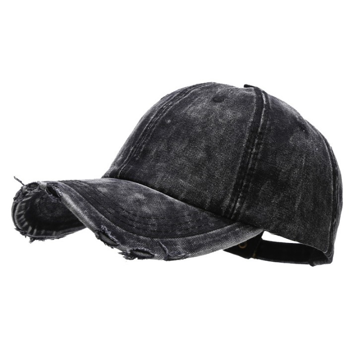 Tie-Dyed Washed Ripped Cap | Black