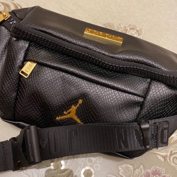 Air Jordan Leather Waist Bag | Black-Gold