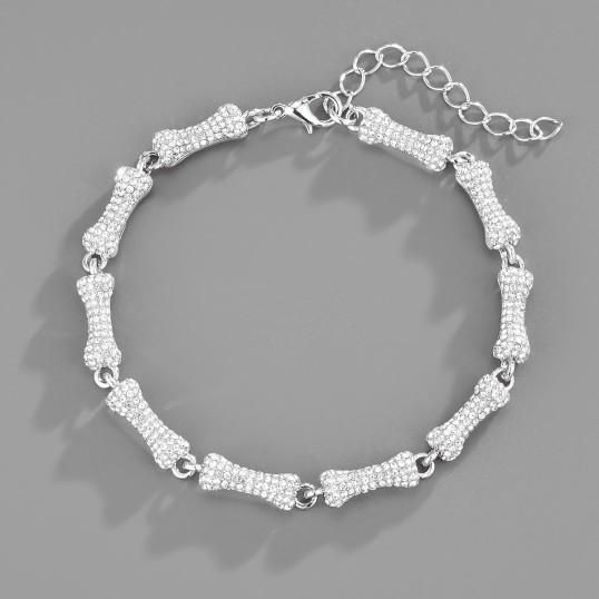 Bones Designed Diamond Bracelet | Silver