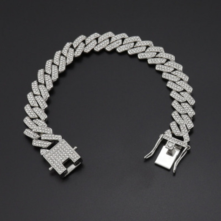 Diamond Chocker Prong Bracelet 22cm x 20mm | Silver 