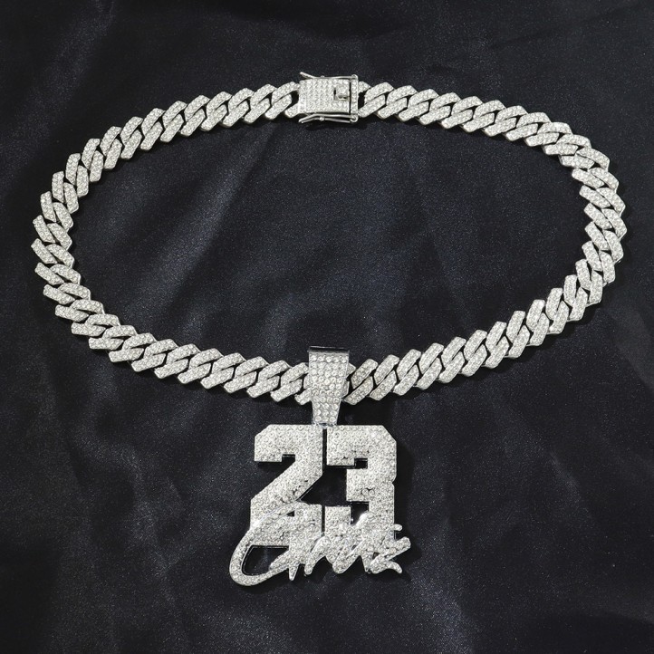 Corteiz 23 Diamond Straight Edge Link Chain | Silver | 50cm