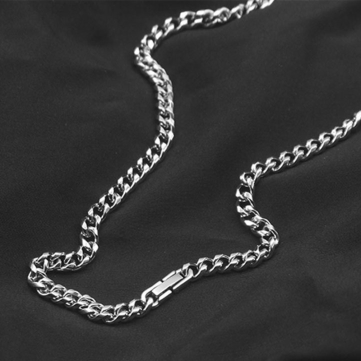 Cuban Link Chain | Silver 8mm 55cm | Titanium Steel