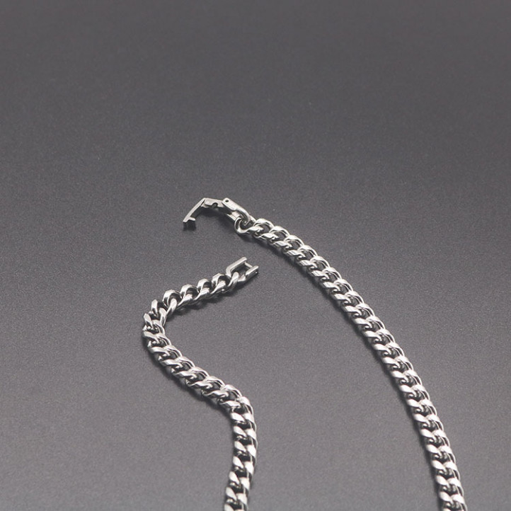 Cuban Link Chain | Silver 8mm 55cm | Titanium Steel