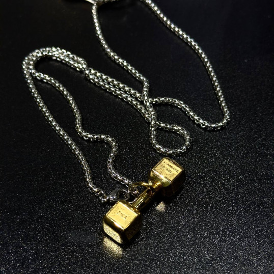 Dumbbell Pendant Chain "Silver-Gold"