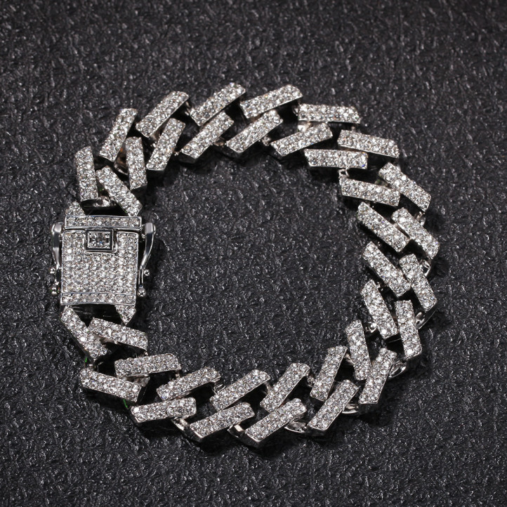 Diamond Straight Edge Bracelet | Silver 18mm