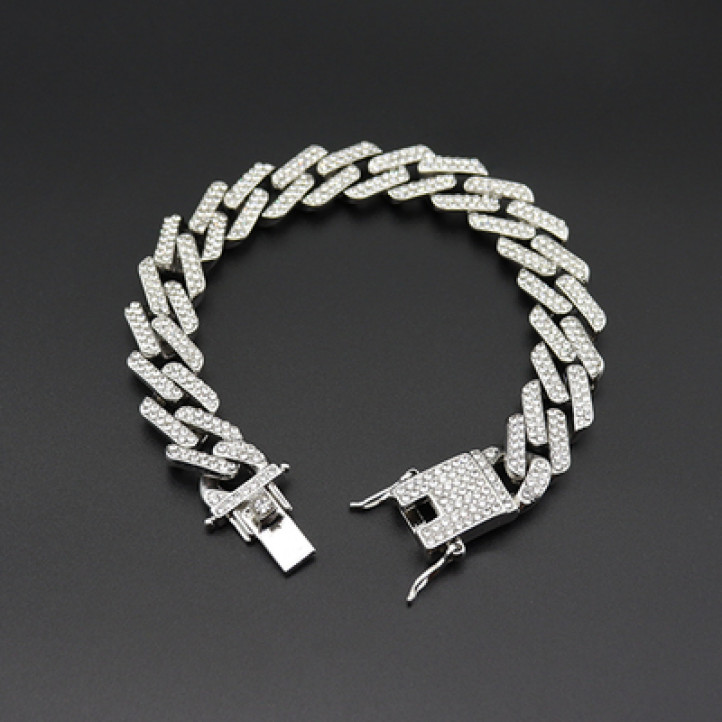 Diamond Straight Edge Bracelet | Silver 18mm