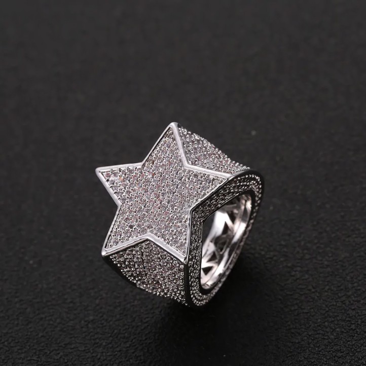 Migos Star Shaped Diamond Ring | Silver | Size 10/11