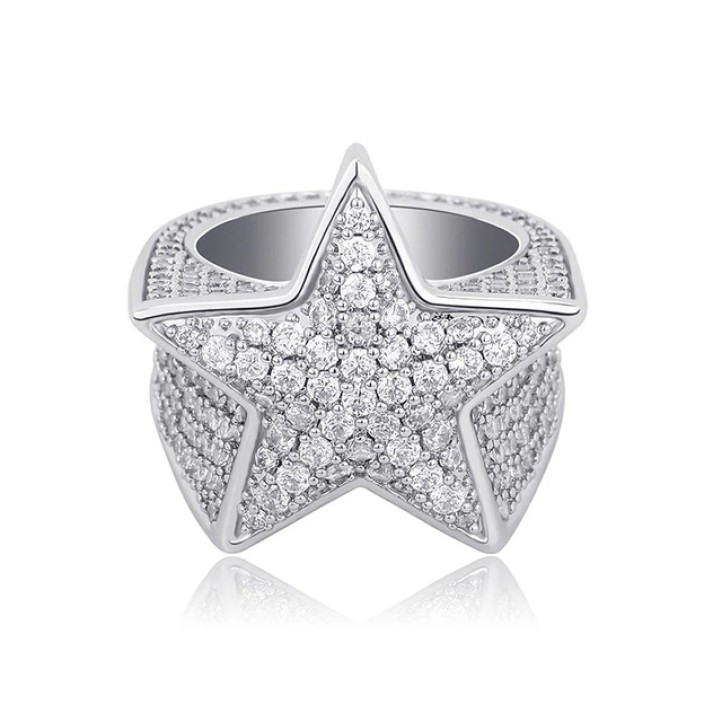 Migos Star Shaped Diamond Ring | Silver | Size 10/11