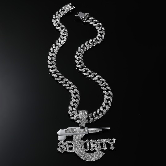 Security Gun Diamond Cuban Chain 50CM | Silver