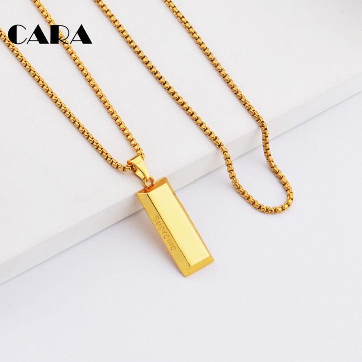 Supreme Gold Bar Necklace Chain | Titanium Steel