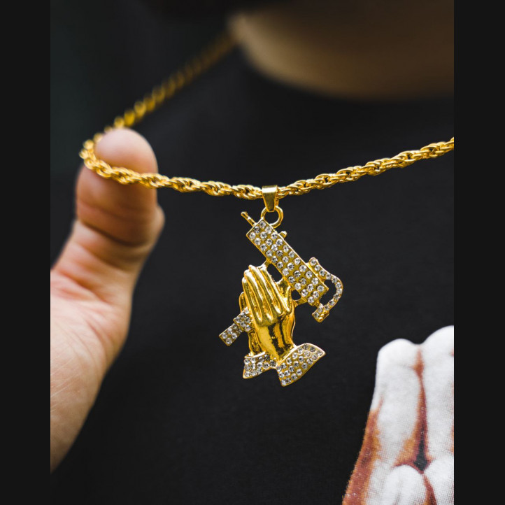 UZI Pray Diamond Chain | Gold