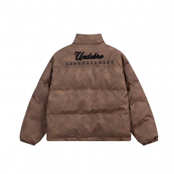 Oversized Leather Puffer Jacket "Brown"