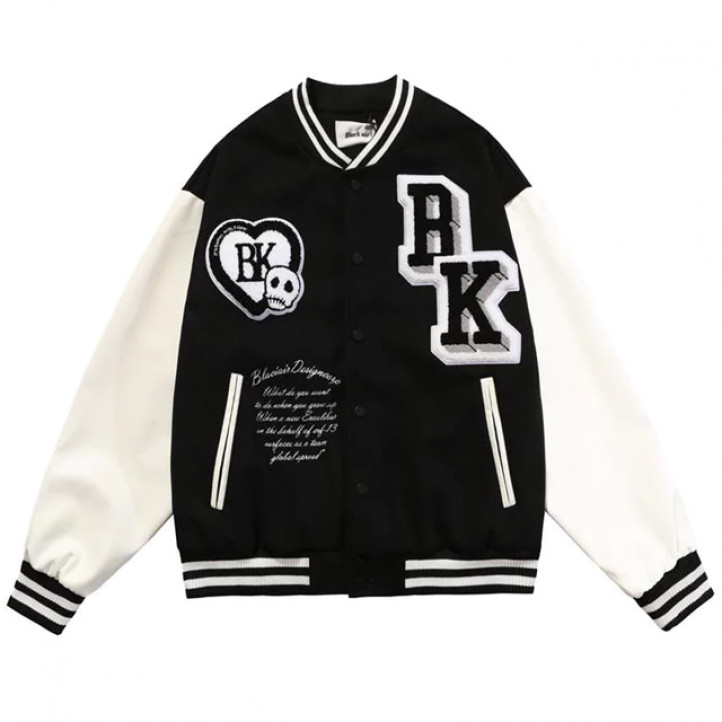 BK Skeleton Varsity Jacket | Black