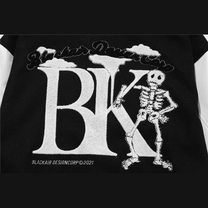 BK Skeleton Varsity Jacket | Black