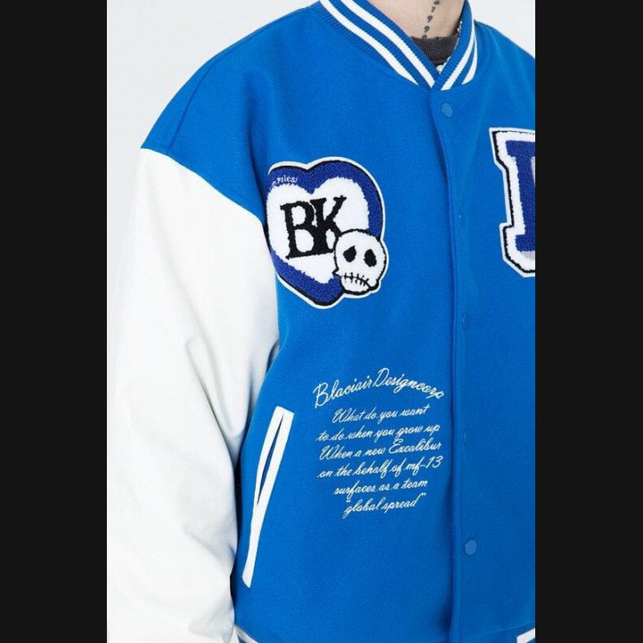 BK Skeleton Varsity Jacket | Blue