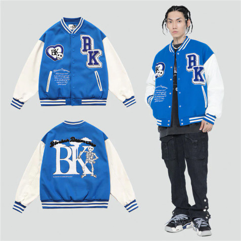 BK Skeleton Varsity Jacket | Blue