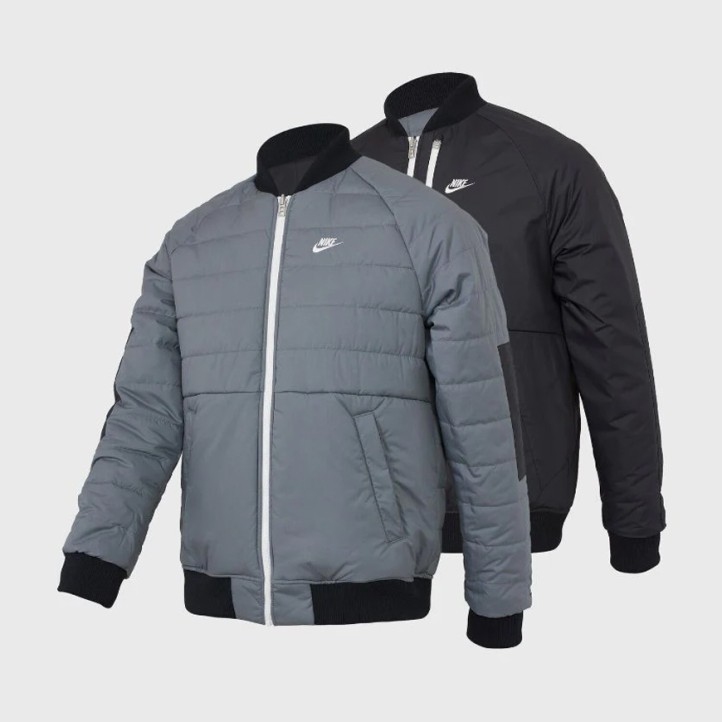 Nike Therma-Fit Legacy Reversible Bomber Jacket "Black/Grey"