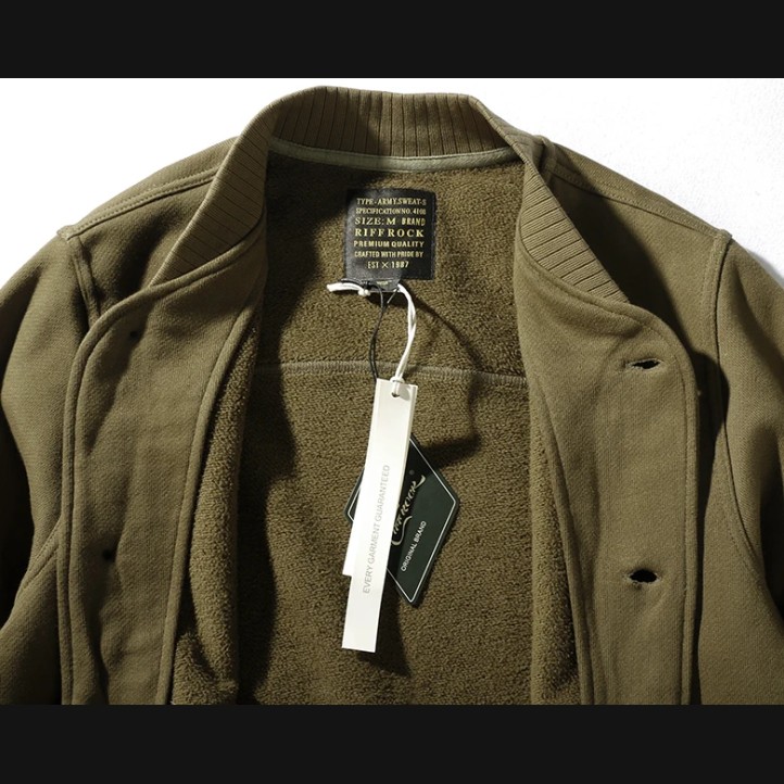 Rock 85 Retro Baseball Jacket "Army Green"