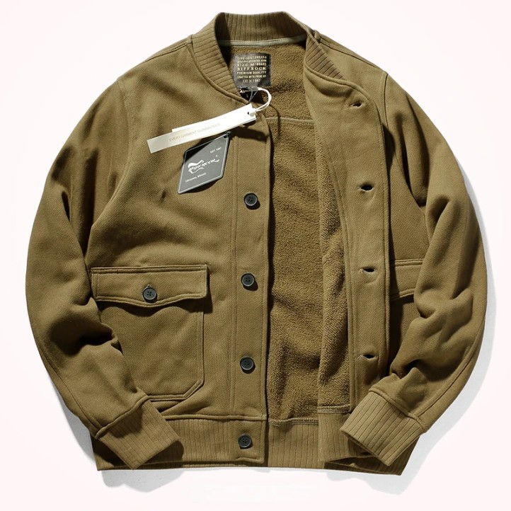 Rock 85 Retro Baseball Jacket "Army Green"