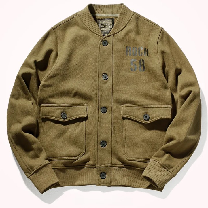 Rock 85 Retro Baseball Jacket "Army Green"