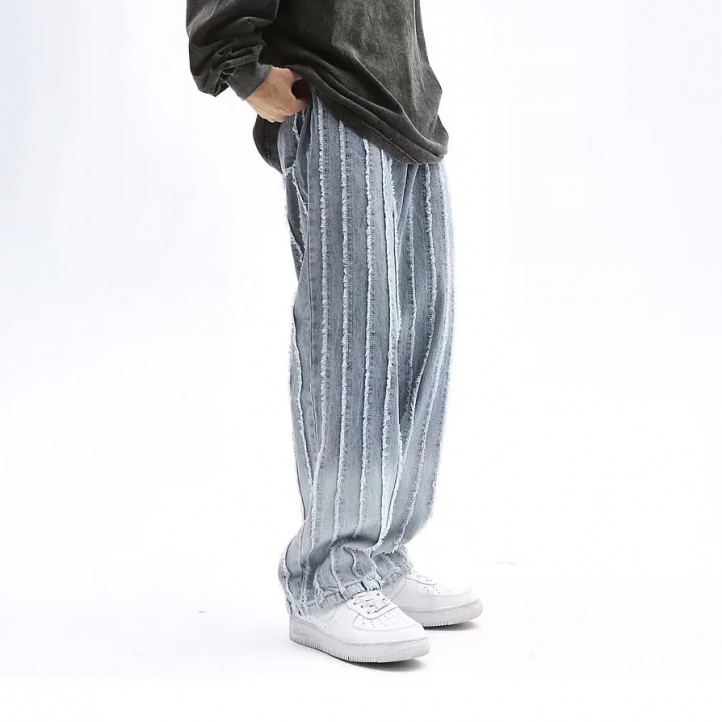 Burrs Striped Retro Washed Baggy Jeans