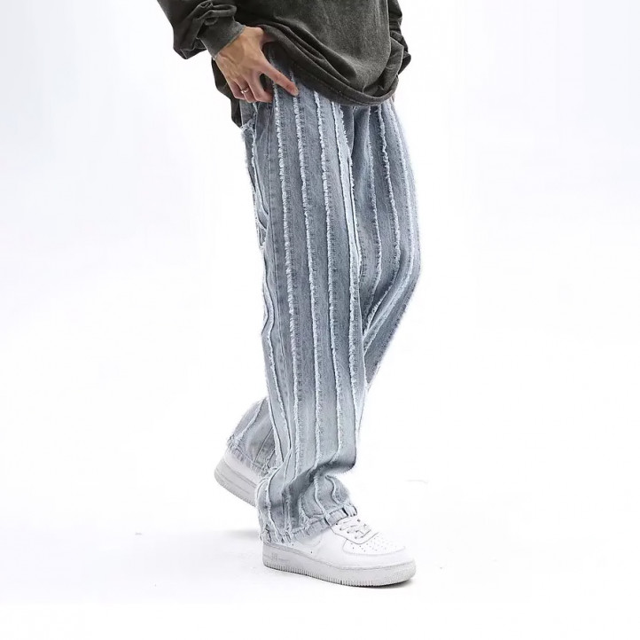 Burrs Striped Retro Washed Baggy Jeans