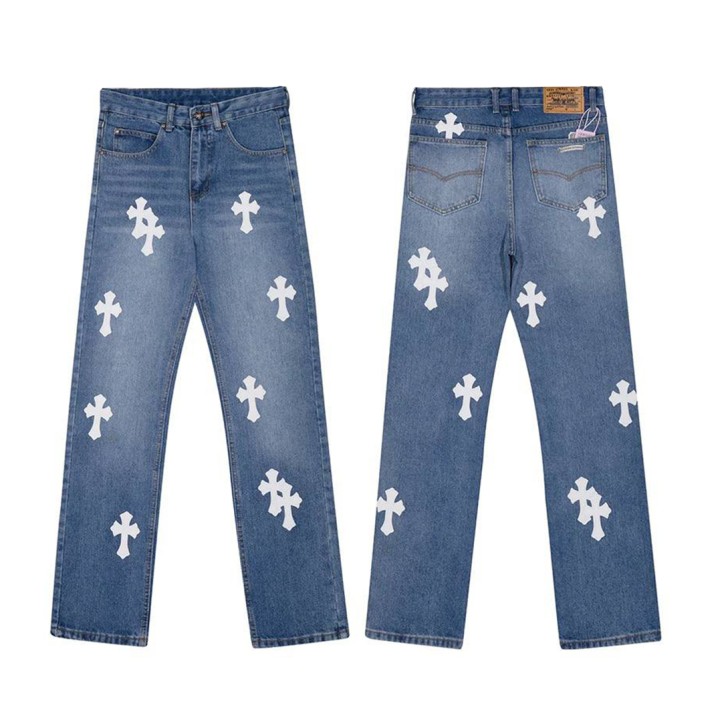 Chrome Hearts White Cross Jeans | Blue