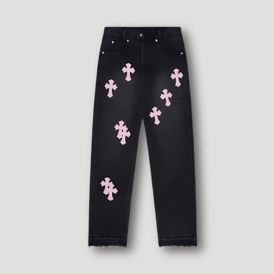 Chrome Hearts Pink Cross Jeans | Black