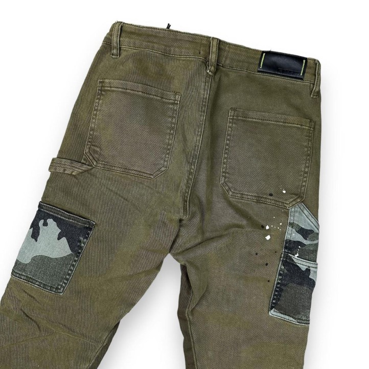 EPTM Camo Pocket Flare Carpenter Jeans | Olive/Army Green