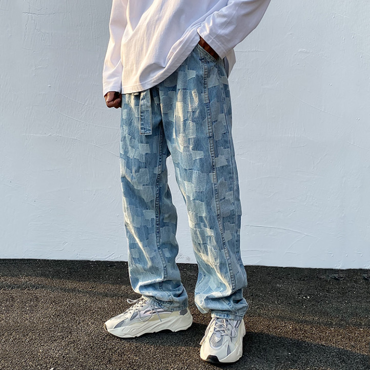 Oversized Marble Pattern Jeans Pants