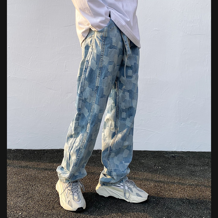 Oversized Marble Pattern Jeans Pants