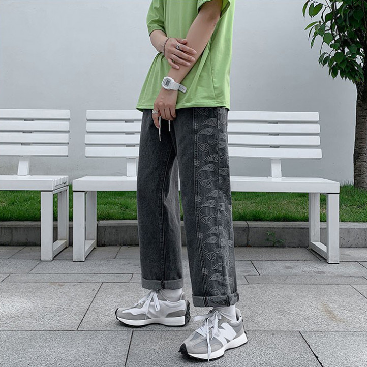 Oversized Side Bandana Jeans | Grey