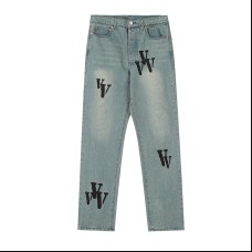 VLone Logo Embroidered Jeans | Blue