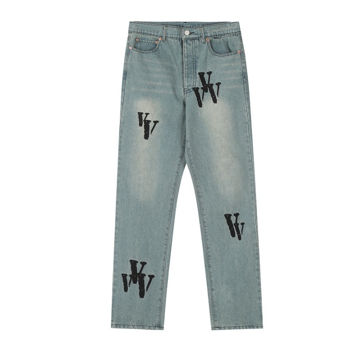 VLone Logo Embroidered Jeans | Blue